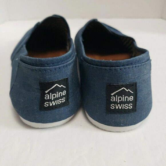 Alpine Swiss Slip On Flat Shoes Canvas Denim Blue Comfort Womens 10‎ - Picture 7 of 7